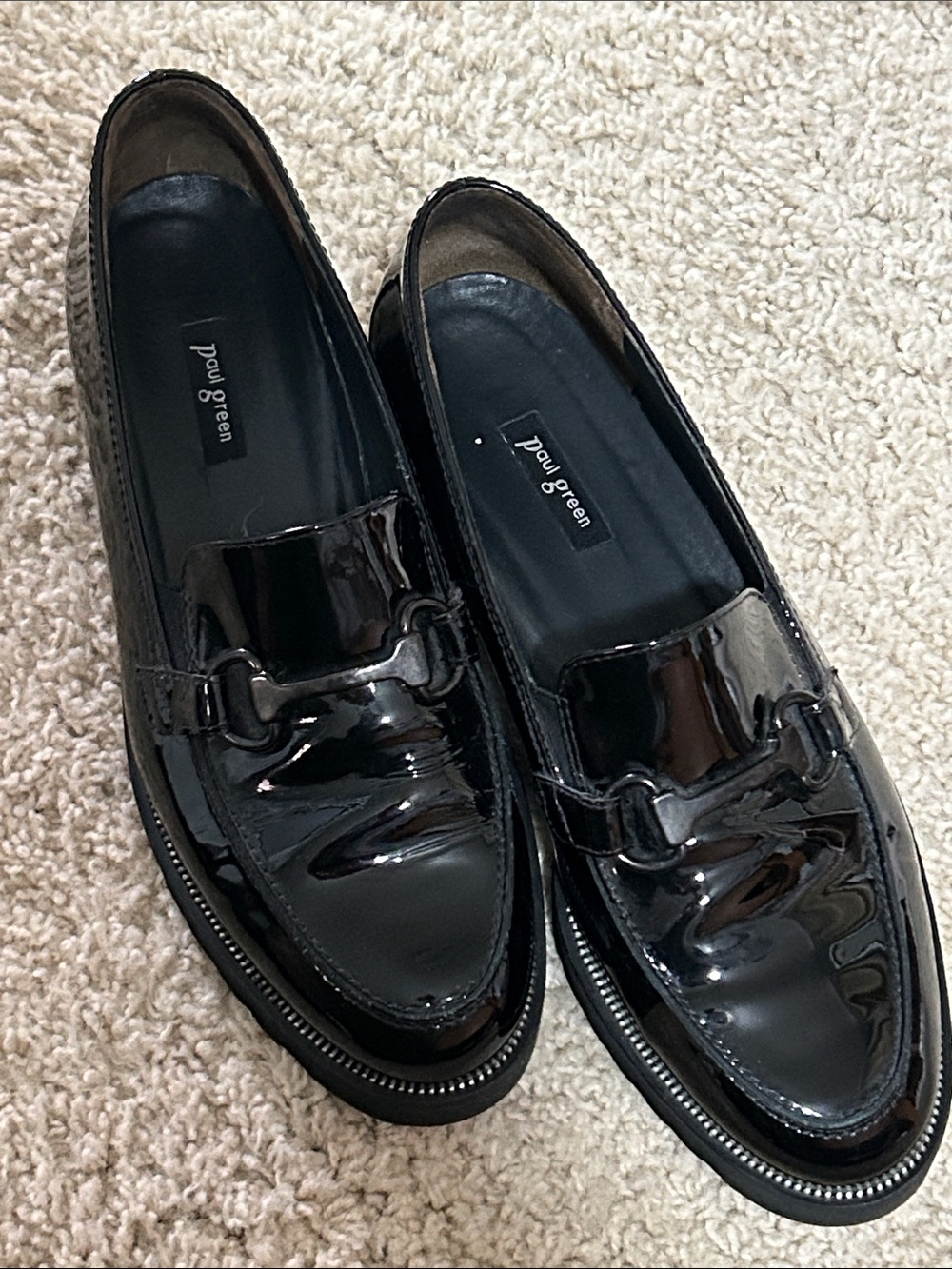 Paul Green Billie Lug Sole Loafer Black Patent